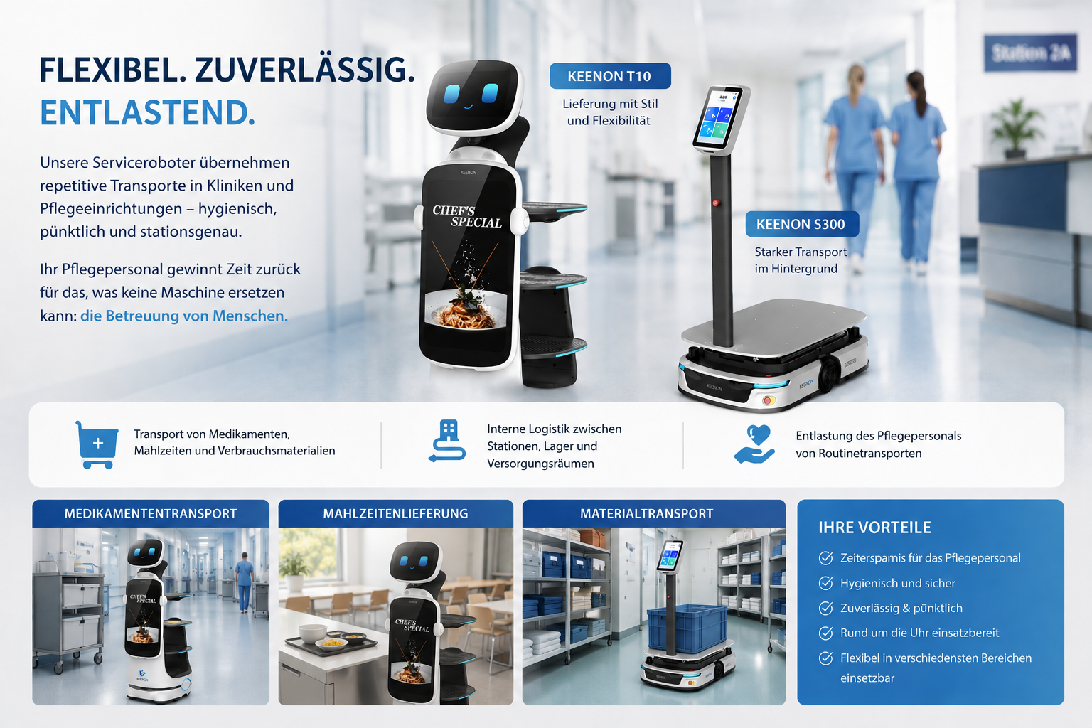Serviceroboter für Kliniken und Pflegeeinrichtungen